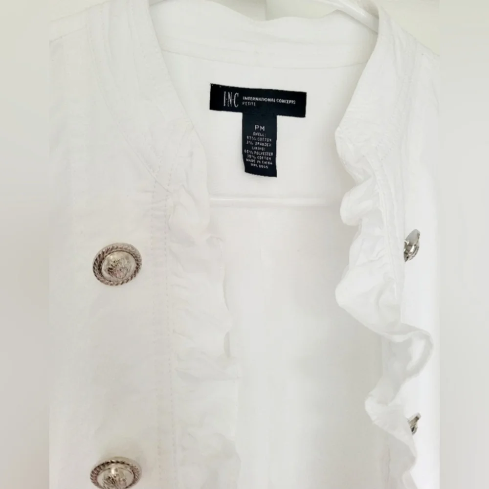 INC International Concepts Women Jacket Open Front Stretch Cotton White Medium P - Picture 9 of 16